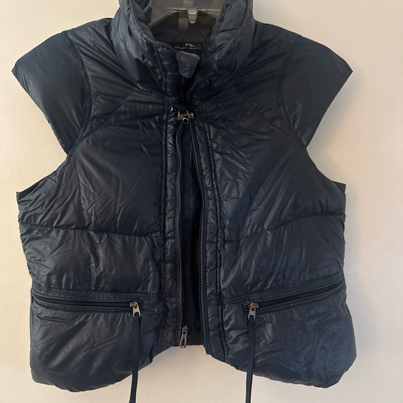 RLX Ralph Lauren Women's XS Blue Full Zip Cropped Vest , Zip Pockets - Picture 2 of 10